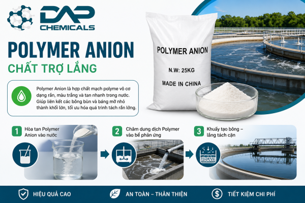 Các bước dùng chất trợ lắng Polymer Anion xử lý dầu mỡ trong nước thải