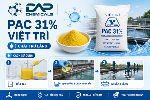 Các bước dùng chất trợ lắng PAC 31% Việt Trì
