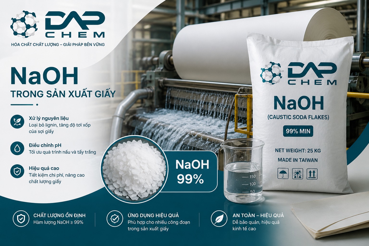 Lựa chọn xút vảy NaOH chất lượng tại Dap Chem