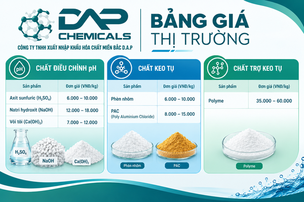 Bảng giá tham khảo các loại hóa chất xử lý nước thải phổ biến 